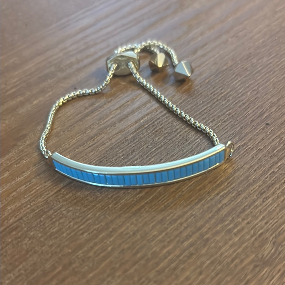 Modern Blue and Silver Bracelet with Adjustable Chain